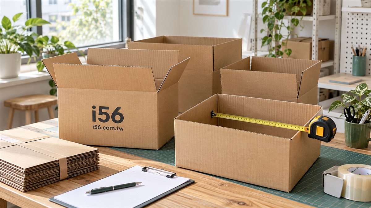 i56集運紙箱採購示意，核對內部空間與整捆包裝尺寸