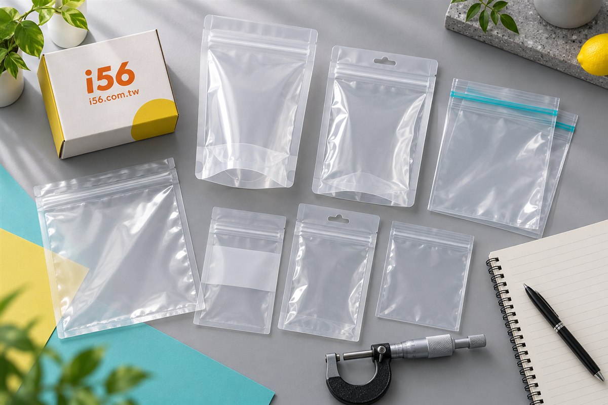 i56包裝袋樣品與厚度量測工具的採購情境示意